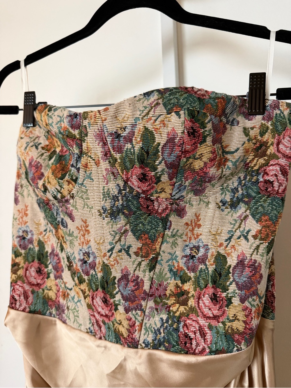 NWT - Commense - L- Floral Strapless Corset Top with Champagne Satin Skirt dress - Picture 3 of 8